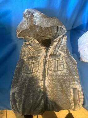Helix Men's Size S Gray Burnout Zip-Up Hooded Vest